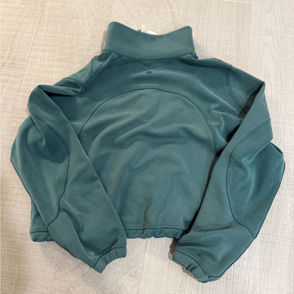 Lululemon brushed softstream ribbed half zipped ~ green jasper ~ Like new Size 8 - Picture 2 of 4
